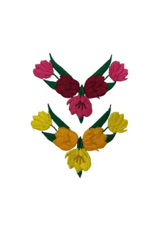 Applicazione Termoadesiva Ricamo Filo Lucido Patch Fiori Campanella 8x5 Promozione Esclusiva