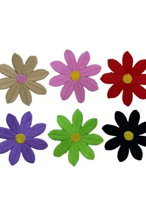 Applicazione Termoadesiva Patch Ricamo Fiore Filo Lucido Cm 7 Nuovo Arrivo