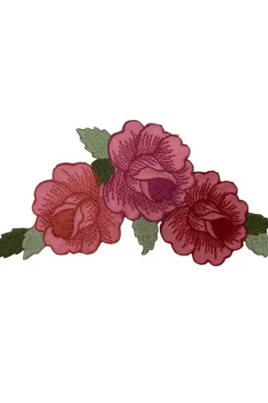 Applicazione Termoadesiva Patch Ricamo Fiore Rosa Salmone 14x7 Cm Miglior Prezzo