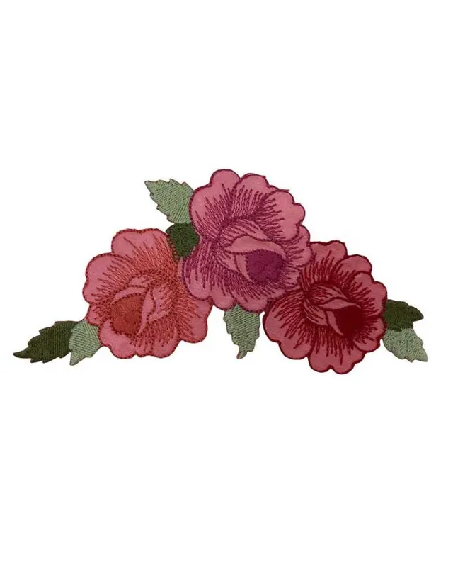 Applicazione Termoadesiva Patch Ricamo Fiore Rosa Salmone 14x7 Cm Miglior Prezzo