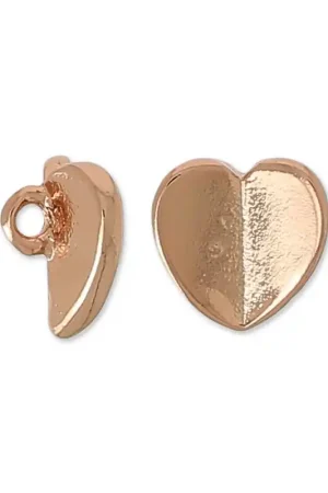 Bouton coeur origami 7 mm doré rose x1 Popolare