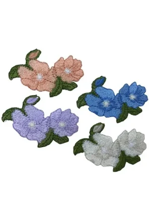 Reso Gratuito Applicazione Termoadesiva Patch Ricamo Doppio Fiore 5x3 Cm