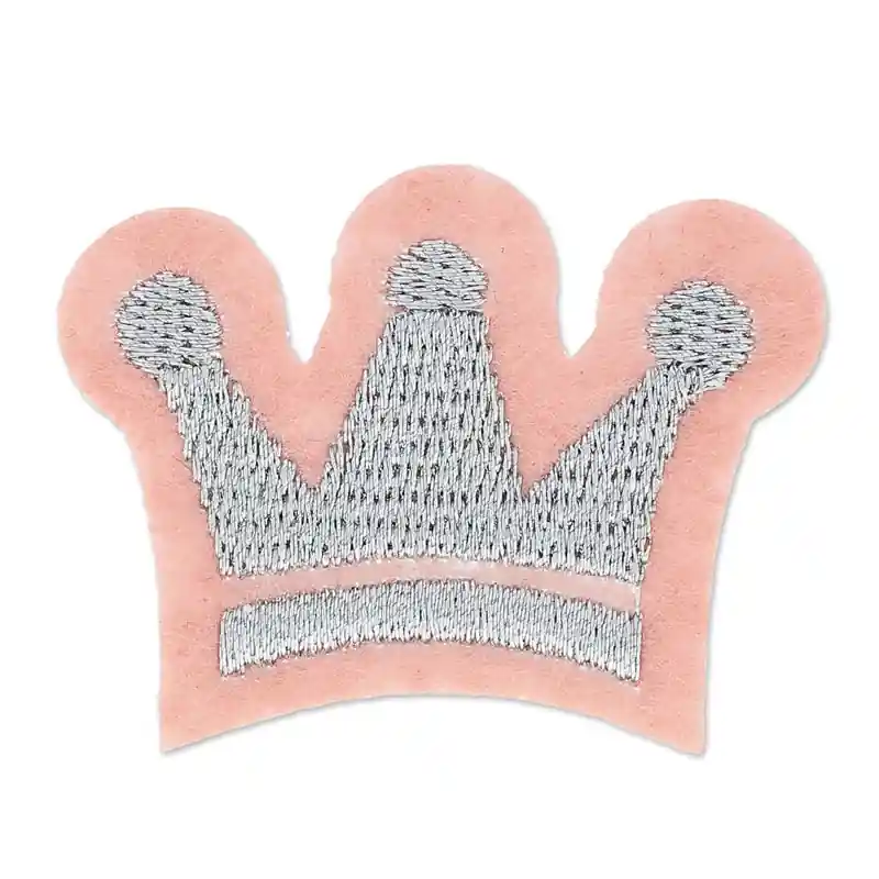 Ecusson Thermocollant Couronne 42x32 mm Light Rose/Argenté x1 Promo Stagionale
