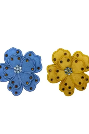 Applicazione Termoadesiva Patch Fiore Ricamo Raso Strass 5,5 Cm Compra Oggi Stesso