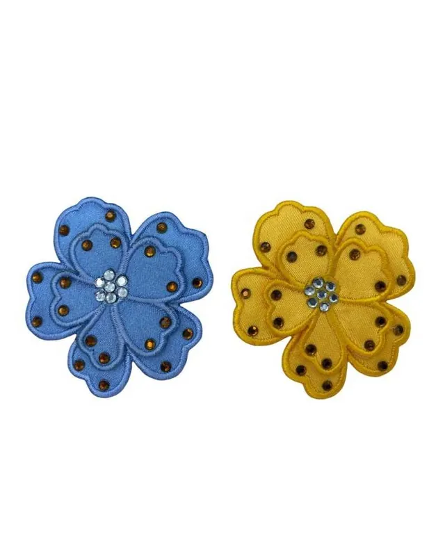 Applicazione Termoadesiva Patch Fiore Ricamo Raso Strass 5,5 Cm Compra Oggi Stesso