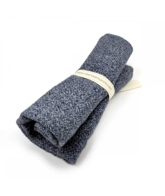 Saldi Panno di Lana Cachemire Blu Denim, circa 25 x 30 cm