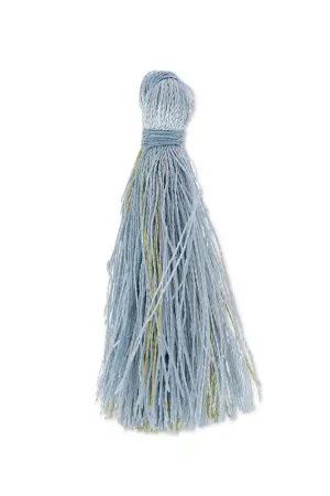 Quantità Limitata Pompon imitation soie 40 mm Doré/Bleu Pastel x1