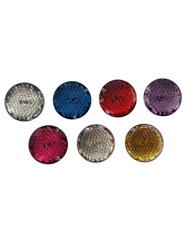 Solo Oggi Bottone Piatto 2 Buchi Sfaccettato Effetto Strass Resina 23 Mm