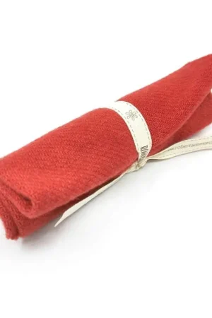 Tessuto Rosso Corallo di Lana Vergine Americana Tinta a Mano, circa 25 x 29 cm Nuovo Arrivo