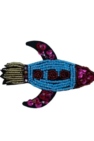 Applicazione Cucibile Moda Astronave Missile Perline Paillettes 10x7 Cm Scelto Dai Clienti