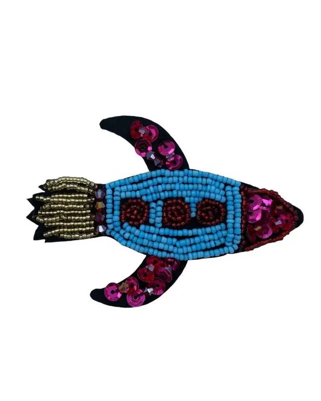 Applicazione Cucibile Moda Astronave Missile Perline Paillettes 10x7 Cm Scelto Dai Clienti
