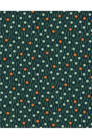 Offerta Speciale EQP New Vintage April Showers Midnight Blue, Tessuto verde a pois