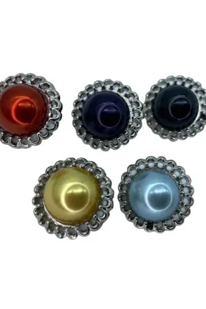 Bottone Gioiello Bombato Corona Alluminio Gambo Argento Perla Centrale 18 Mm Compra Online