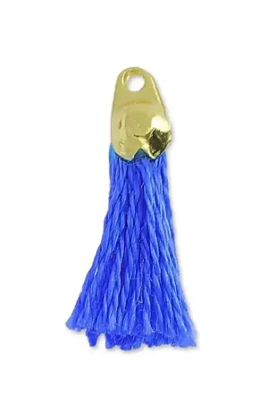 Offerta Pompon en coton 15 mm Bleu/Doré HQ x1