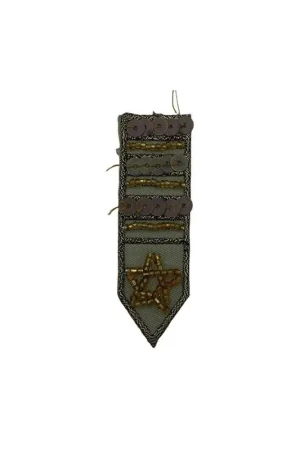 Applicazione Termoadesiva Patch Beige Ricamo Filo Oro Stella Perline Paillettes 25x75 Mm Prezzo Scontato