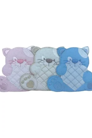 Reso Gratuito Applicazione Termoadesiva Ricamo Vellutino Patch Gatto Cuore Trapuntato 8x9 Cm
