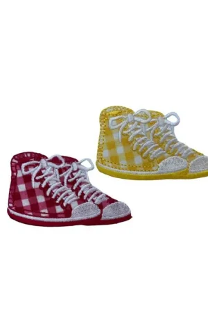 Applicazione Termoadesiva Patch Ricamo Coppia Scarpa 65x40 Mm Offerta Lampo