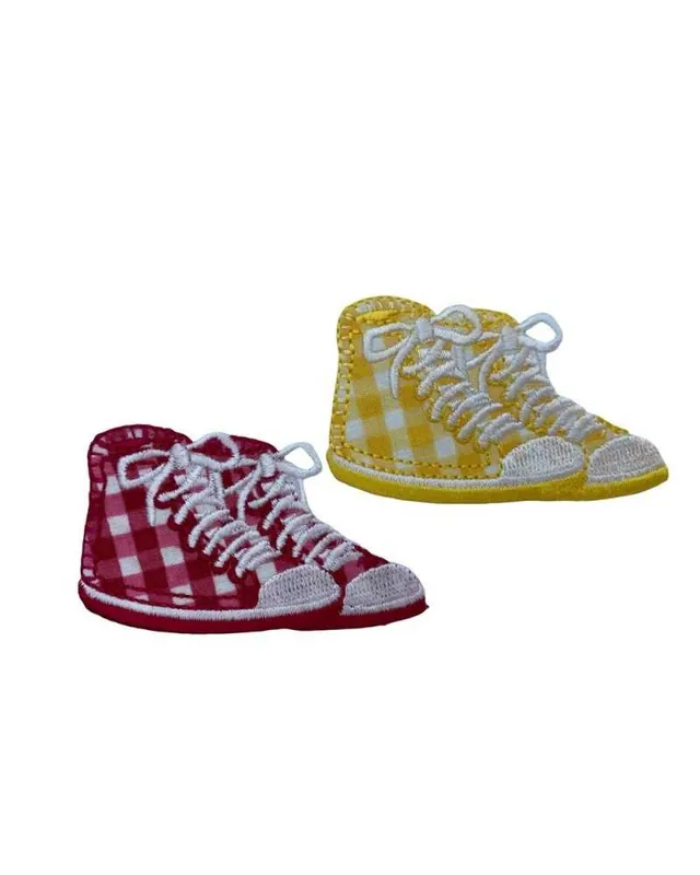 Applicazione Termoadesiva Patch Ricamo Coppia Scarpa 65x40 Mm Offerta Lampo