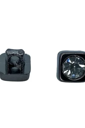 Economico Bottone Resina Asola Gambo Lucido Strass Forma Geometrico Quadrato 8 Mm