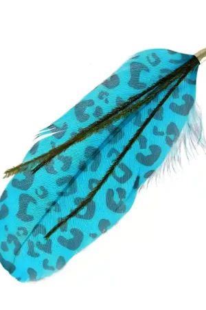 Plume imprimée léopard 10 cm Dark Turquoise x1 Compra Adesso