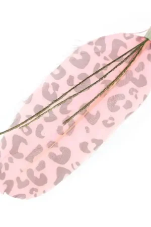 Plume imprimée léopard 10 cm Rose x1 Saldi