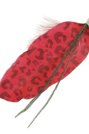 Plume imprimée léopard 10 cm Rouge x1 Sconto