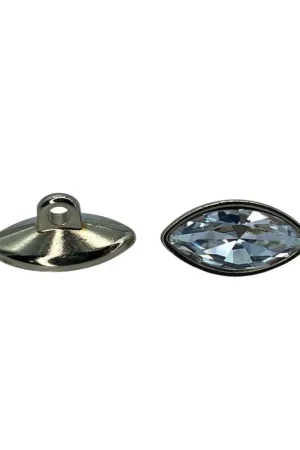 Bottone Oro Metallo Asola Gambo Strass Ovale Bombato 12x7 Mm Offerta Del Giorno