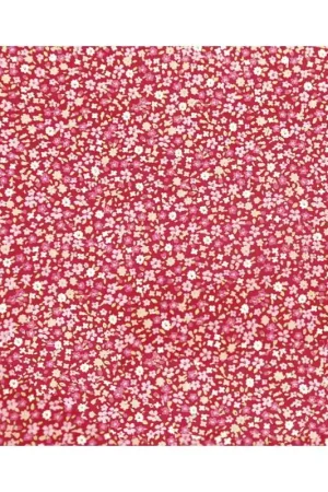 Tessuto Rosso con Fiorellini Rosa - Sevenberry Pagamento Sicuro