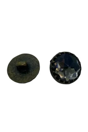 Bottone Metallo Bronzo Asola Gambo Strass 13 Mm Esclusivo
