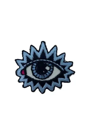 Applicazione Ricamo Occhio Celeste Patch Termoadesiva 35x30 Mm Miglior Prezzo