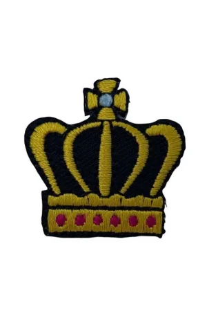 Professionale Applicazione Termoadesiva Patch Ricamo Corona Croce Re 35 Mm