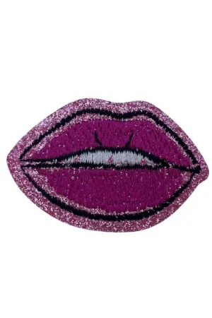Compra Adesso Applicazione Termoadesiva Ricamo Patch Marbet Labbra Glitter Bacio Fucsia 5x3 Cm