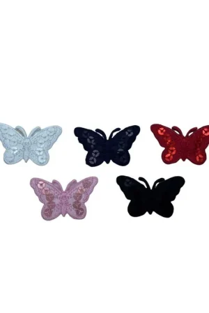 Applicazione Termoadesiva Patch Ricamo Farfalla Paillettes 35x20 Mm Prezzo Ridotto