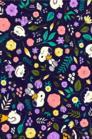 Offerta Del Giorno Tessuto popeline in cotone - Snoopy - Fiori