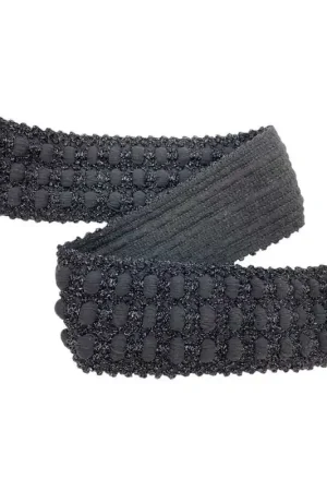Prezzo Di Fabbrica 50 Cm Passamaneria Elastico Nero Pon Pon Lurex Alto 6 Cm