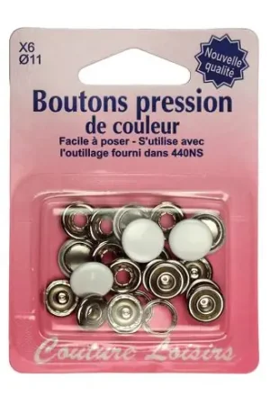 Bottoni a pressione - Ricarica 6 pulsanti a pressione bianco - Couture loisirs Prezzo Conveniente