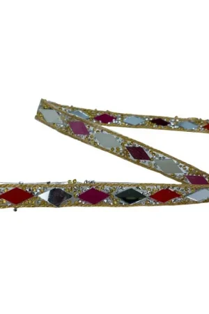 50 cm Passamaneria Termoadesiva con Strass e Specchietti – Filo Lurex Oro – H 12 mm Più Venduto