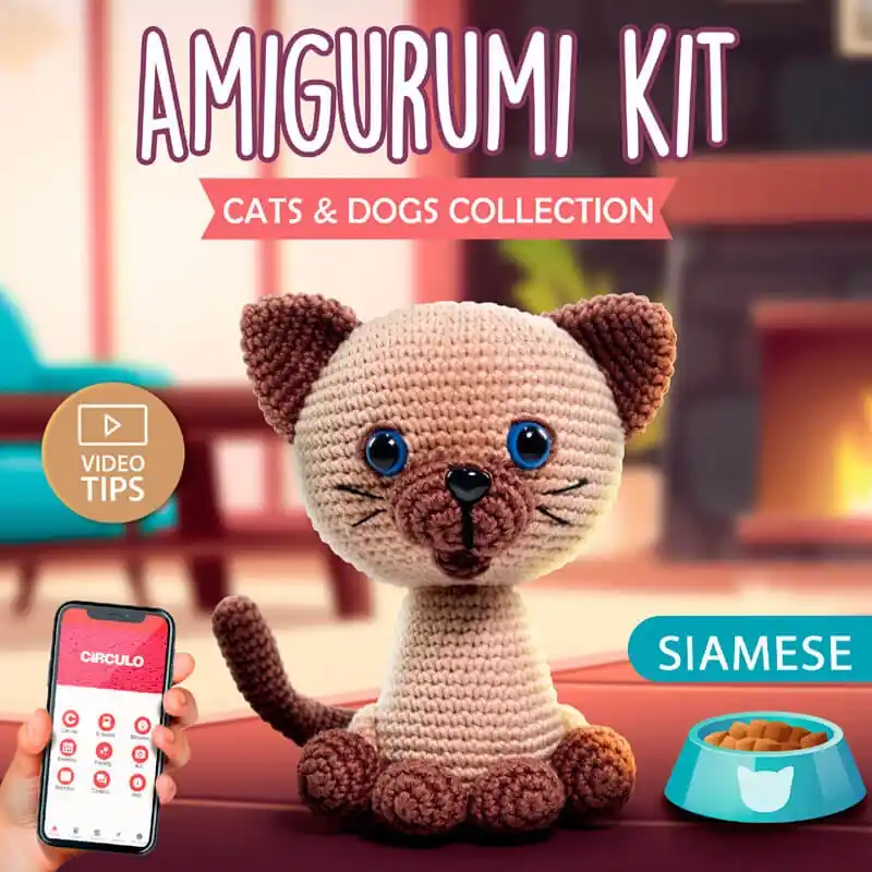 Consegna Rapida Kit Amigurumi Gato Siamés - Círculo