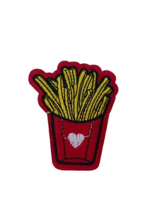 Consegna Rapida Applicazione Termoadesiva Patatine Stik Cuore Ricamo 65x55 Mm