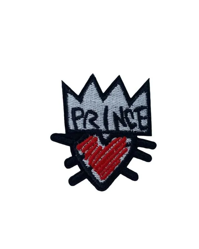 Applicazione Prince Cuore Ricamo Argento Corona 5x6 Cm Ultime Pezzi