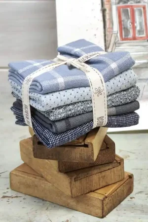 Pacchettino di 5 Tessuti Giapponesi 25 x 27 cm - Azzurro Blu Spedito Oggi