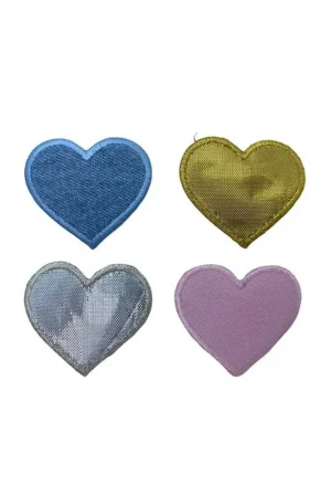 Nuova Collezione Applicazione Termoadesiva Patch Cuore Tessuto Ricamo Unito 40x35 Mm