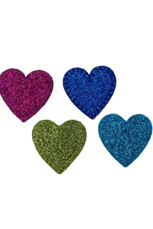 Prezzo Scontato Applicazione Cuore Glitter Lurex Toppa Patch Termoadesiva 2,5 Cm