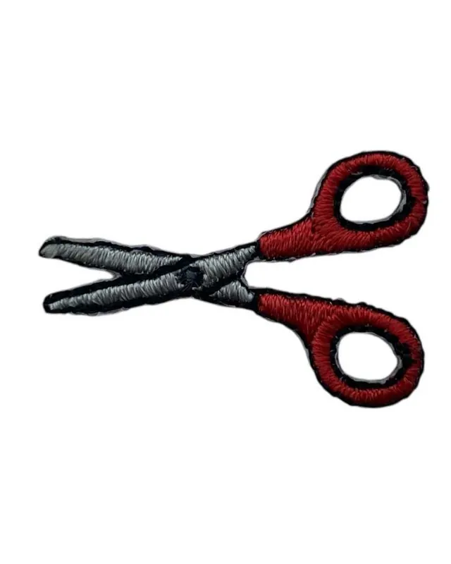 Applicazione Forbice Manico Rosso Patch Termoadesiva Ricamo 3x2 Cm Prezzo Di Fabbrica