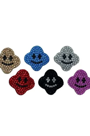 Prezzo Ridotto Applicazione Toppa Patch Termoadesiva Fiore Smile Strass 3 Cm