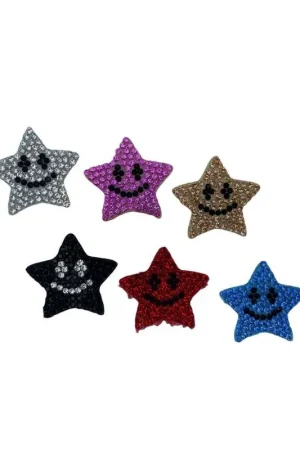 Applicazione Toppa Patch Termoadesiva Stella Smile Strass 3 Cm Affare