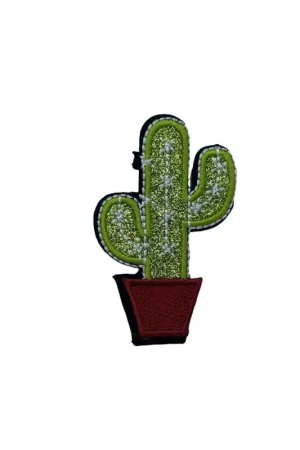 Applicazione Cactus Ricamo Filo Lurex Termoadesiva Patch Toppa 65x40 Mm Ultime Pezzi