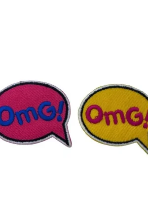 Consegna Rapida Applicazione Termoadesiva Patch Ricamo Scritta OMG! Cm 5x4