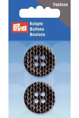 Reso Gratuito Bottoni a 4 fori - 2 bottoni motivo a maglia  - 25 mm - Prym