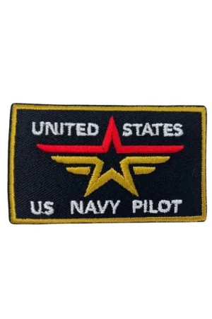 Novità Applicazione Patch Termoadesiva Ricamata US Navy Pilot Stella 75x45 mm